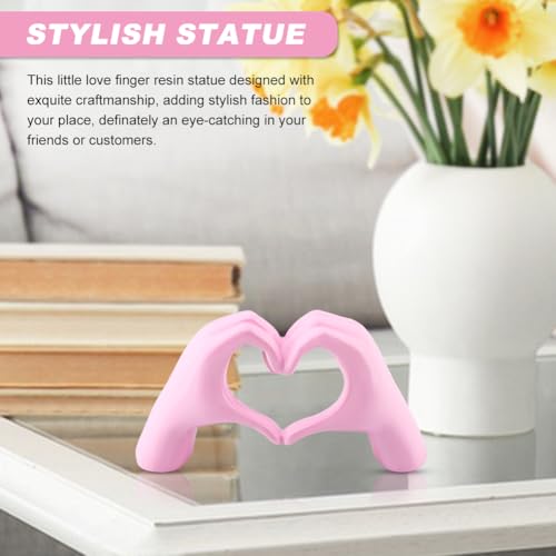 Estatua moderna Heart Hands de resina color rosa miniatura 6
