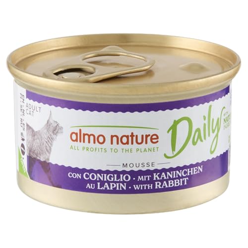 Almo Nature Daily Espuma con Conejo. Comida húmeda para gatos adultos – 24 cajas de 85 g