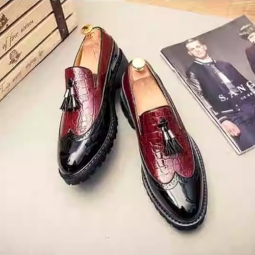 Mocasines con borlas ANUFER para hombre con diseño wingtip brogue formal 5