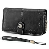 Porte Monnaie Fille Pratique: Sac de rangement pour porte chequier spacieux pour femme offre un agencement intérieur intelligent avec 13 compartiments pour cartes, 1 fenêtre transparente pour carte d'identité et 1 grande poche (avec 2 compartiments + 1 petit compartiment à fermeture éclair). De la place pour cartes de crédit, espèces, pièces, reçus et plus encore