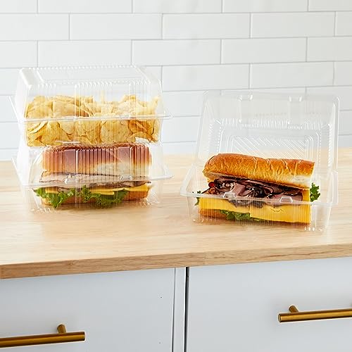 Juvale JZSXP 50 Pack Clear Disposable Food Containers With Hinged Lids, 9X6X4 Inch Plastic Take Out Boxes thumb #3
