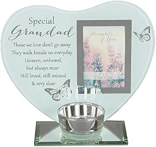 Widdle Gifts Ltd Glass Photo Frame Memorial Tea Light Candle Holder - Grandad 9019