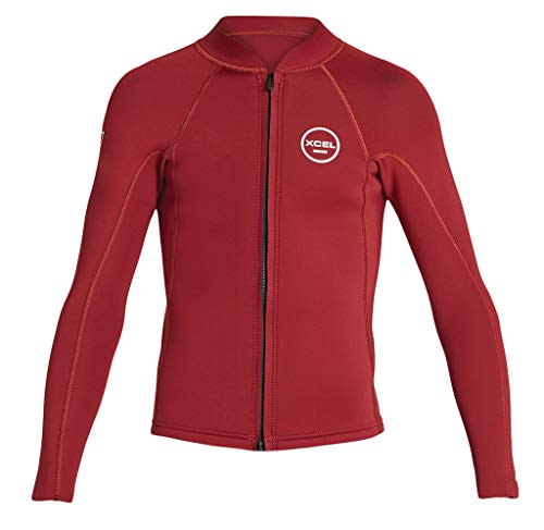 XCEL Youth Axis Long Sleeve Front Zip 2/1mm Wetsuit Top (Chili Pepper, 14)