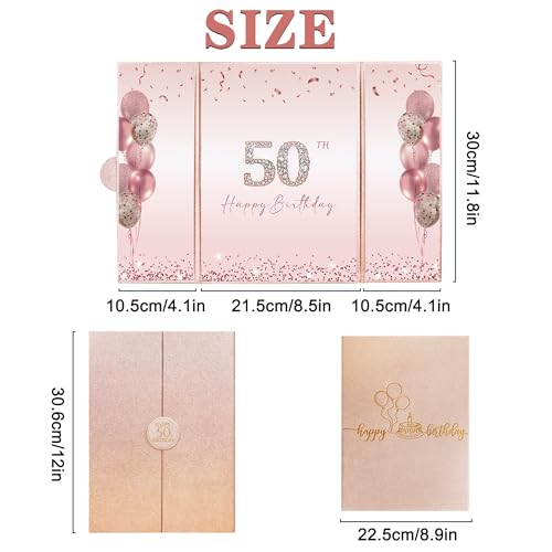 Image of DARUNAXY Rose Gold Happy 50th Birthday Alternative Signature Guest Book