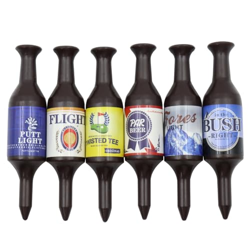 CENPEK 6 Pack Funny Golf Tee, Beer Bottle Golf Tees Recyclable Plastic Golf Tees for Men Golf Gifts for Men Father, Golfers