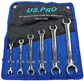 6 Piece Metric 6 Point Flare Nut Spanner Wrench Set 8-24mm 2046