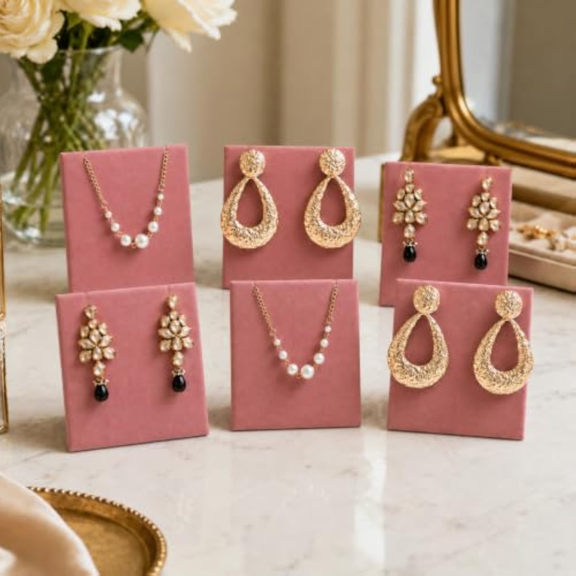 6-Grid Earring Necklace Display Holder, Pack of 6