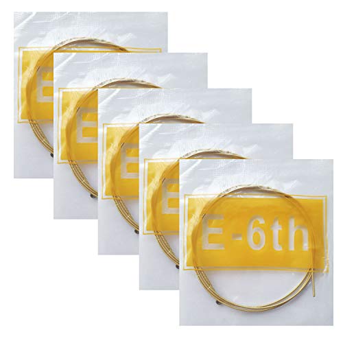 Acoustic Guitar Low E Strings, Light Tension â€“ Corrosion-Resistant Rust-Prevent Brass, Offers a Bright and Well-Balanced Acoustic Tone E-6th (6th 5 Pack)
