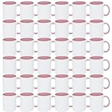 MR.R 11oz 36PCS Sublimation Blanks Dishwasher Coffee Mugs,Cup Blank White Mug Cup with Pink Color Mug Inner and Handle Color,Set of 36