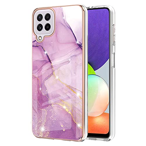 QIWEIQINGWH Compatible for Samsung Galaxy A22 4G Marble Case, Marble Phone Case Slim Anti-Scratch Shockproof Cover Soft TPU Bumper Back Case for Samsung Galaxy A22 4G / M32.Rose YBD