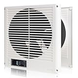 8' Room to Room Air Transfer Fan for Quietly Circulating Air, Reversible Airflow Design, 300 CFM Programmable Through Wall Fan, Durable Build Quality, 10 Speed Thru Wall Exhaust Fan for Closet,Laundry