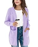 Amarmia Girl's Open Front Cardigan Long Sleeve Knit Sweaters Solid Cute Casual Loose Outerwear Coats