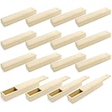 yarlung 16 Pack Unfinished Wood Box with Sliding Lid, Small Narrow Pencil Box Rectangular Keepsake Case Small Gift Boxes for Art Hobbies, DIY Craft, Jewelry Necklace Storage