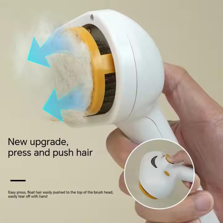 Image of Cat Brush for Shedding Rechargeable Cat Steam Brushes for Indoor Cats Self-Cleaning Pet Grooming Tool for Long and Short Hair Steamy Dog Comb Cat Deshedding Hair Brush, Yellow
