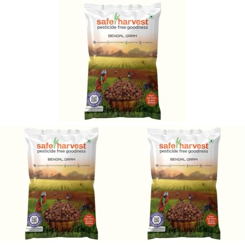 Image of Safe Harvest Pesticide Free Bengal Gram | Black Chana | Vegan | Gluten Free - 1kg (Pack of 3)