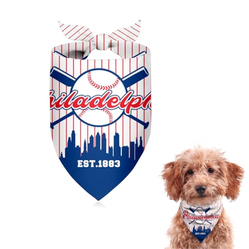 Pet Dog Bandana for Dogs, Baseball Cats Cotton Reversible Triangle Bid Scarf Perfect Game Day Dog Gifts
