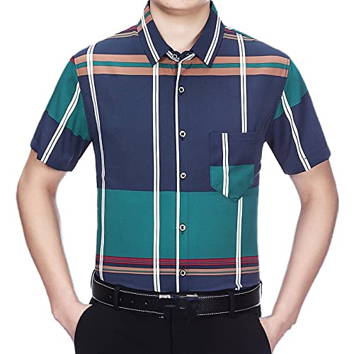 Chemise hawaïenne pour hommes mode style britannique bleu d'été