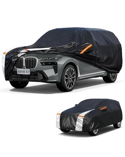 Image of Large SUV Car Cover for BMW X7 2018-2026 100% Waterproof All Weather, Heavy Duty Outdoor Full Exterior Covers Rain Sun Wind UV Protection.