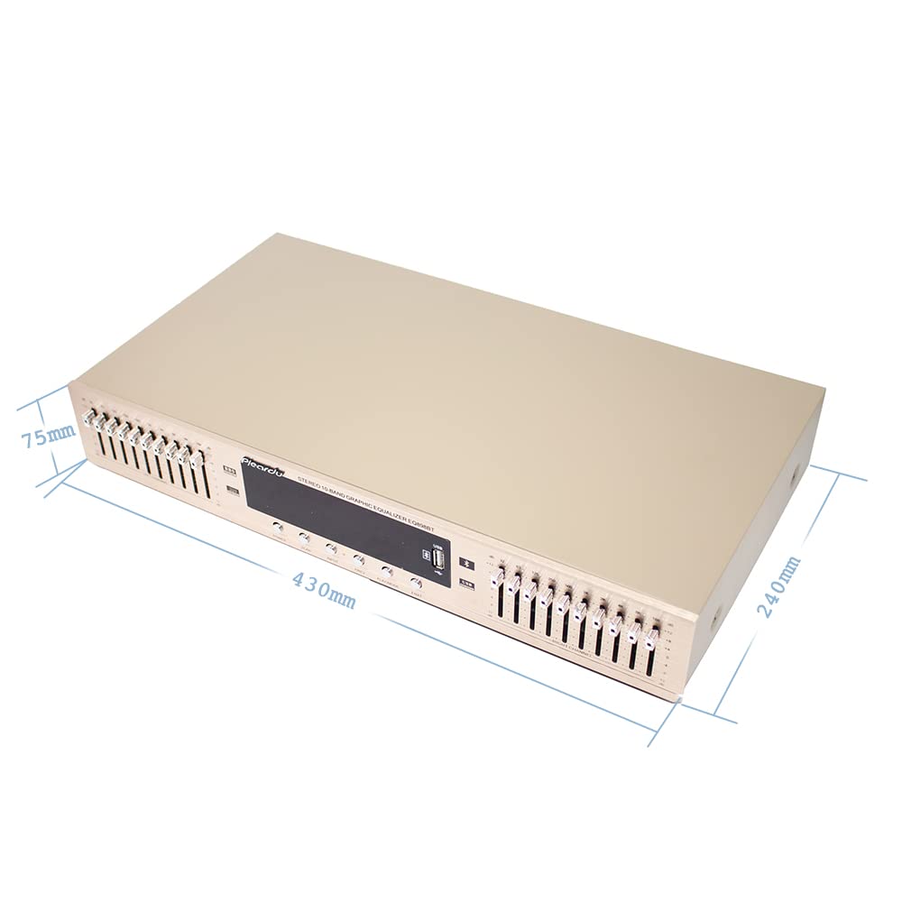 220 V HiFi cyfrowy przedwzmacniacz stereo HD korektor wbudowany USB Bluetooth korektor sceny domowej podwójny 10 segmentów EQ-898 (złoty)
