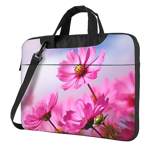 Sac bandoulière étanche ordinateur portable fleurs roses - Housse imperméable sacoche PC
