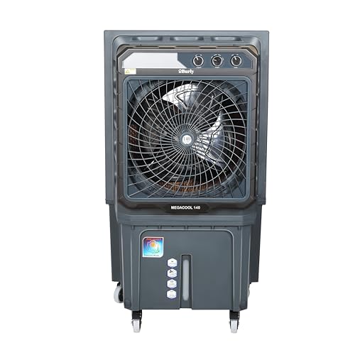 Bhaburly 140L Heavy Duty Air Cooler | 6100 CMH Powerful Cooling | Antibacterial Honeycomb Pads | 275W Motor |Powerful Air trow | Auto Refill | Inverter Compatible | Grey 1 yrars Warranty
