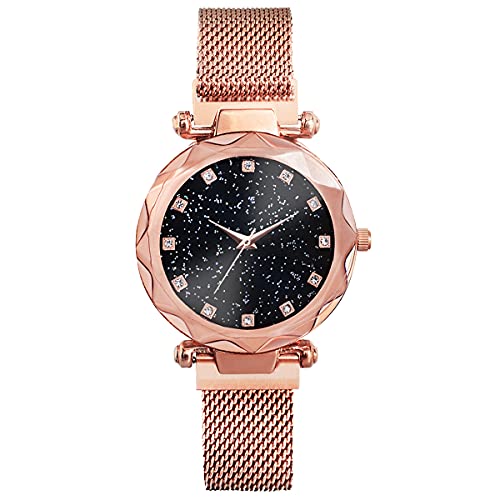 UPSPIRIT Womenâ€™s Rose Gold Analog Watch Starry Sky Stainless Steel Quartz Ladies Magnetic Band Simple Fashion Watches 35mm Gold Watches for Women Rose Gold Watch