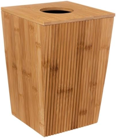 5five 6 Litre Bamboo Bathroom Bin with Lid - Wooden Design Toilet Bin ...