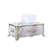 Porta fazzoletti, dispenser per tovaglioli in acrilico rettangolare con rose e strass, per bagno, camera da letto, ufficio e auto (bianco-oro Porta fazzoletti, dispenser per tovaglioli in acrilico rettangolare con rose e strass, per bagno, camera da letto, ufficio e auto (bianco-oro