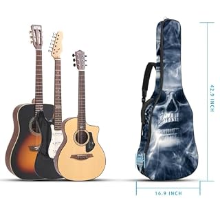 Housse de guitare en tissu Oxford épais rembourré avec boucle de suspension et sangle de cou Motif tête de mort 101,6 cm 104 106,7 cm, Multicolore., 42.9×16.9×4.7 in, Sac de transport tendance pour - Les Beatles, Paul McCartney, John Lennon, RIngo Starr, George Harrison Housse de guitare en tissu Oxford épais rembourré avec boucle de suspension et sangle de cou Motif tête de mort 101,6 cm 104 106,7 cm, Multicolore., 42.9x16.9x4.7 in, Sac de transport tendance pour – Image 5