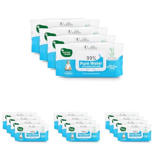 Image of Mother Sparsh Unscented 99% Pure Water (Unscented) Baby Wipes, 72 Baby Wipes, Blue (Pack of 16)