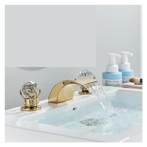 Robinet mitigeur à bec cascade large et double commande en cristal - 3