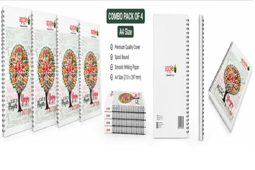 Image of Suman Enterprises Spiral Notebook Set of 3 A4 Size 200 Pages Each Ruled Pages Durable Cover Office School College Writing Notebooks | (3, A4 Size-200 Pages)