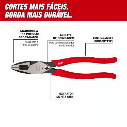 Milwaukee 48-22-6100 9 Inch Leverage Lineman Pliers w/ Crimper and Pipe Reaming Head Design - image 2