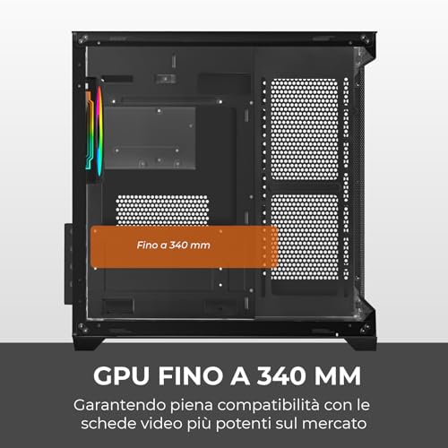 Gabinete Preto Mini Torre para PC Gaming Noua Vision ZK100 Micro ATX con Panel Frontal y Lateral de Vidrio Templado, Ventiladores ARGB y USB 3.0 miniatura 6
