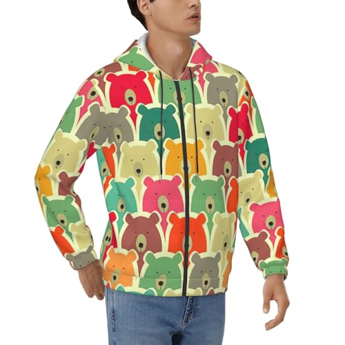 Sweat décontracté homme à motif ours : pull automne printemps hiver casual
