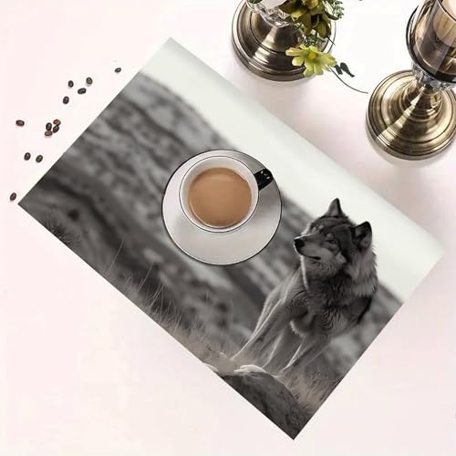 Sets de table loup sur l'herbe de qualité supérieure, parfaits accessoires de table lavables