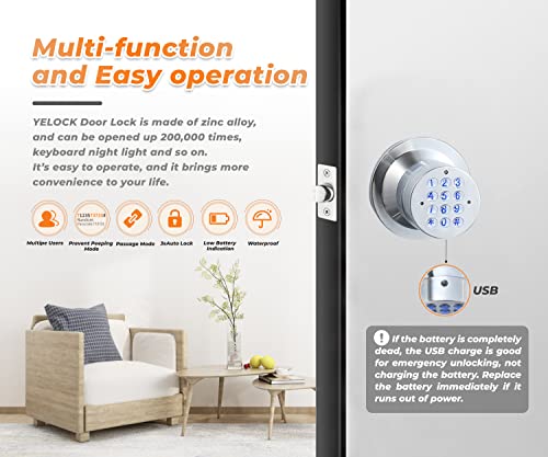 Keyless Electronic Entry Door Knob, Keypad Smart Door Knob, Interior Door Handle With Lock, Automatic Locking, Battery Backup, Backlight, Easy Installation, Great For Home, Hotel And Office #TOP1