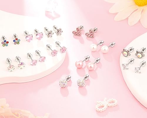 Surgical Steel Screw Back Earrings for Women Hypoallergenic Small Stud Earrings Flat Back Studs3