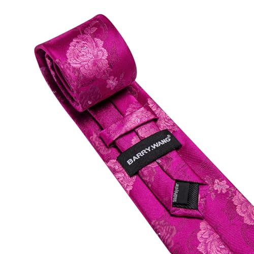 Image of Barry.Wang Flower Ties for Men Silk Woven Floral Tie Sets Necktie Handkerchief Cufflinks Wedding Party