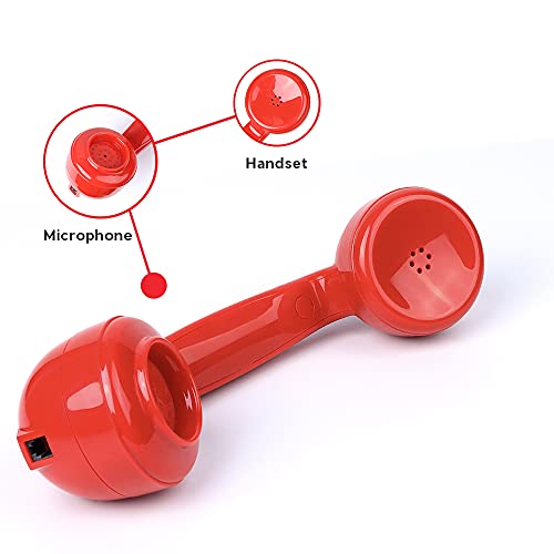 Image of MCHEETA Retro Phone with Push-Button, Landline Phone with Redial Button, Classic Vintage Dial Telephone, Antique Corded Phone for Home and Office (Red)