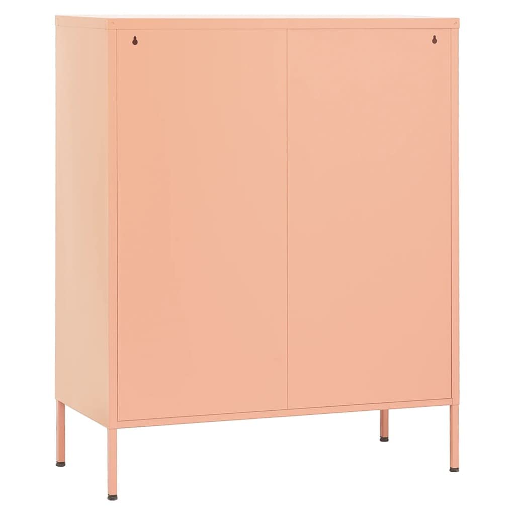 Armadio da ufficio, autoportante, in metallo, per aziende, ufficio, scuola, rosa, 80 x 35 x 101,5 cm, in acciaio (facile da montare)