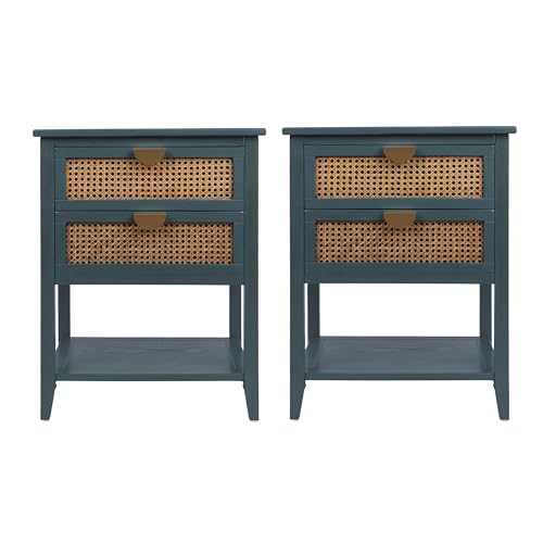 YHAOWORKS Rattan Nightstand Set of 2 - Accent Night Stand
