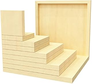 Worown 10 Pcs 5 Sizes (10, 15, 20, 25 & 30 cm) Wood Panels, Canvas Wooden Panel Boards for Painting, Arts, Crafts and DIY Clay Wooden Panels