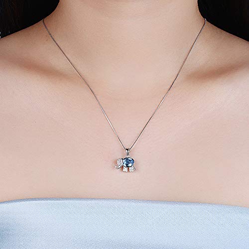Collier éléphant en argent S925 et diamant bleu d'exception