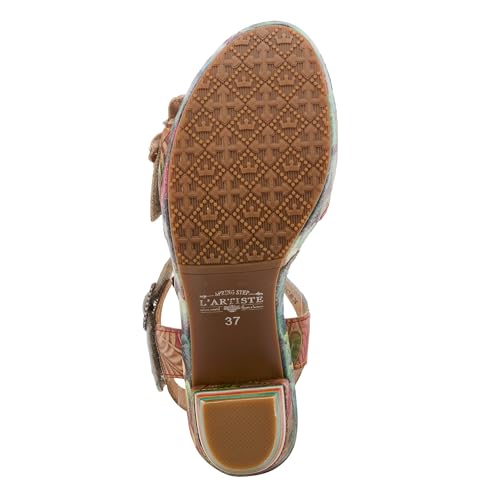 Image of L`Artiste Leilanie Hand-Painted Leather Platform Heel Sandal