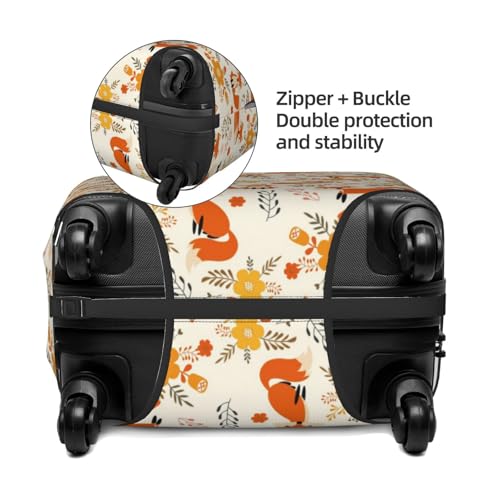 Flower Fox Print Luggage Covers For Suitcase,Elastic Washable & Stretchable Suitcase Covers For Luggage, Anti-Scratch - Fits 18-32 Inch Luggage-No Luggage Included2