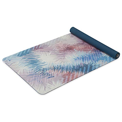 Gaiam Soft-Grip Yoga Mat 2-in-1 Travel Exercise Mat Ideal for Hot Yoga - Rubber Mat with Microfiber Towel Surface - On The Go Fitness Mat with Strap - Durable and Non Slip (72