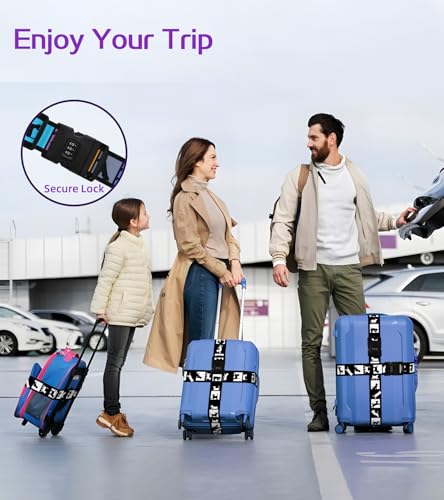 Image of Luggage Straps for Suitcases Travel Belt Luggage Band with Lock Heavy Duty Traveling Luggage Identifier Black and White Cat Cute Women Girls Unique Accesory Personalized