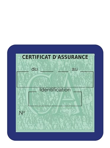 HADEXIA Porte Vignette Assurance Pare Brise Voiture Neutre | Étui Simple Pochette Adhésive Autocollant Sticker Bleu