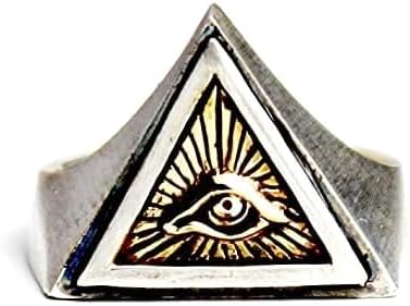 COSUMOSU Eye of Horus Triangle Ring – 925 Sterling Silver Evil Eye Ring for Women - Spiritual Protection Jewelry